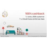 Paytm 100% Cashback on The Diwali Home & Kitchen Sale (Every 10th User) (Last Day)