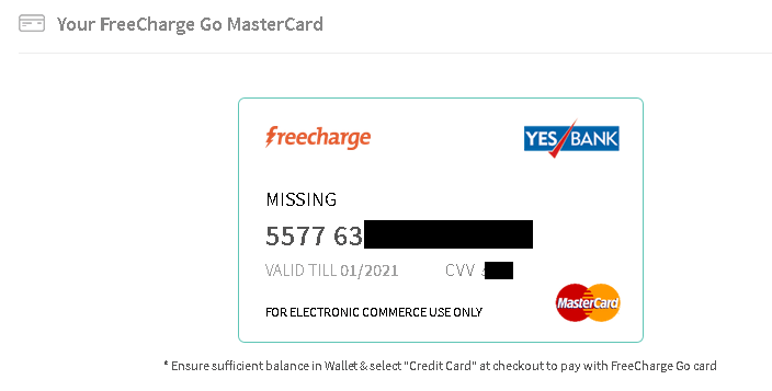 create virtual credit card from freecharge