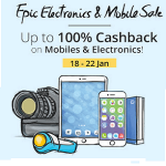 Get Upto 100% Cashback on Products from Paytm BlockBuster Sale on Electronics 18 – 22 Jan (Live)