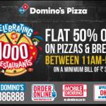 Domino’s Pizza – Flat 50% Off on Rs 300 or More And 20% Cashback On Mobikwik (Last Day)