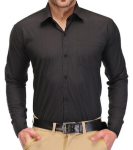 Koolpals Black Cotton Blend Regular Men's Shirt